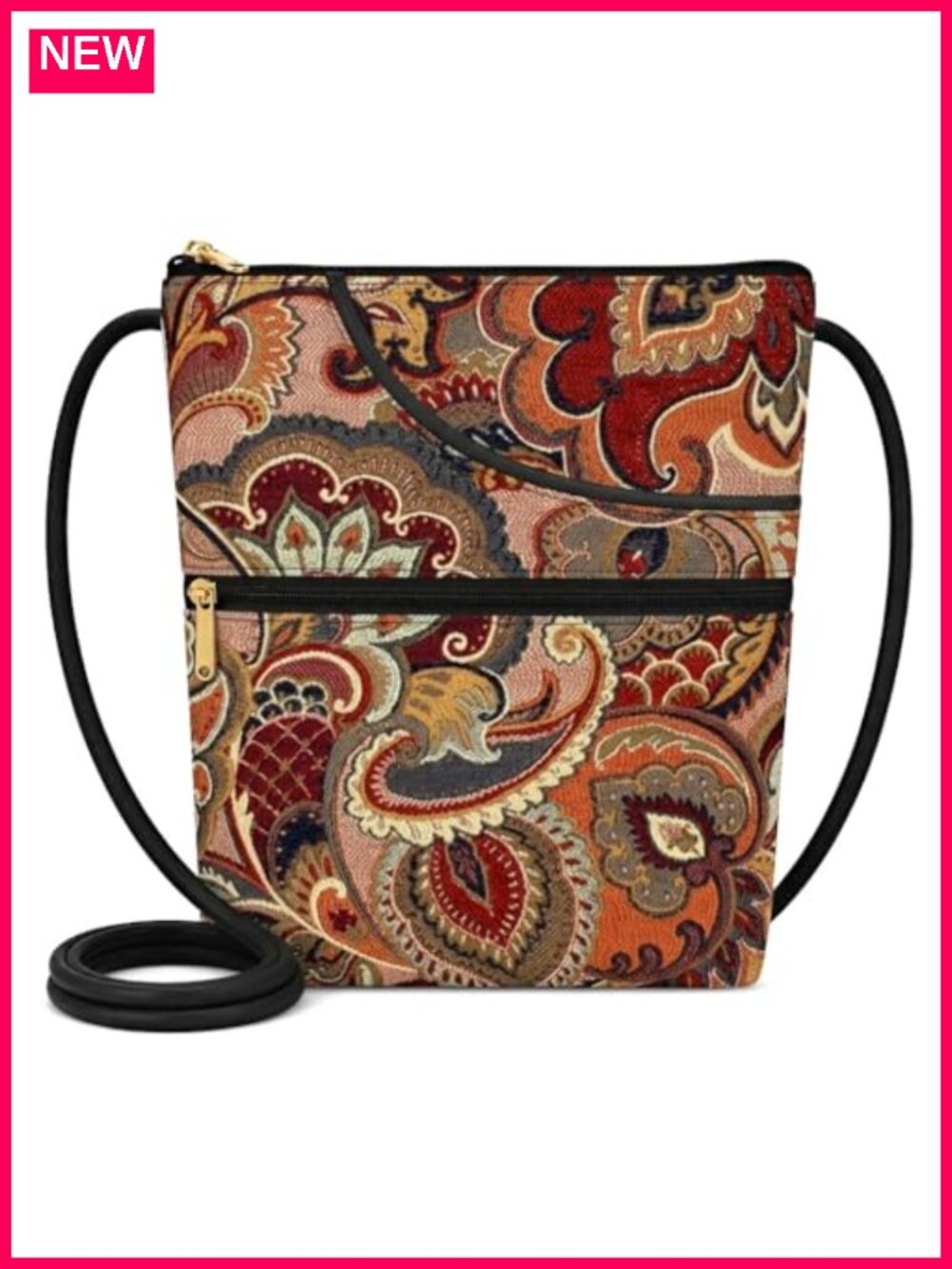 Handmade Tapestry Crossbody Bag Adjustable Cord Made in USA